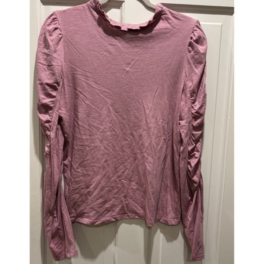 Maeve by Anthropologie Pink‎ Tee Ruched Sleeves Size M